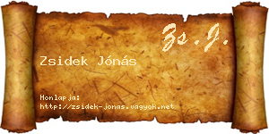 Zsidek Jónás névjegykártya